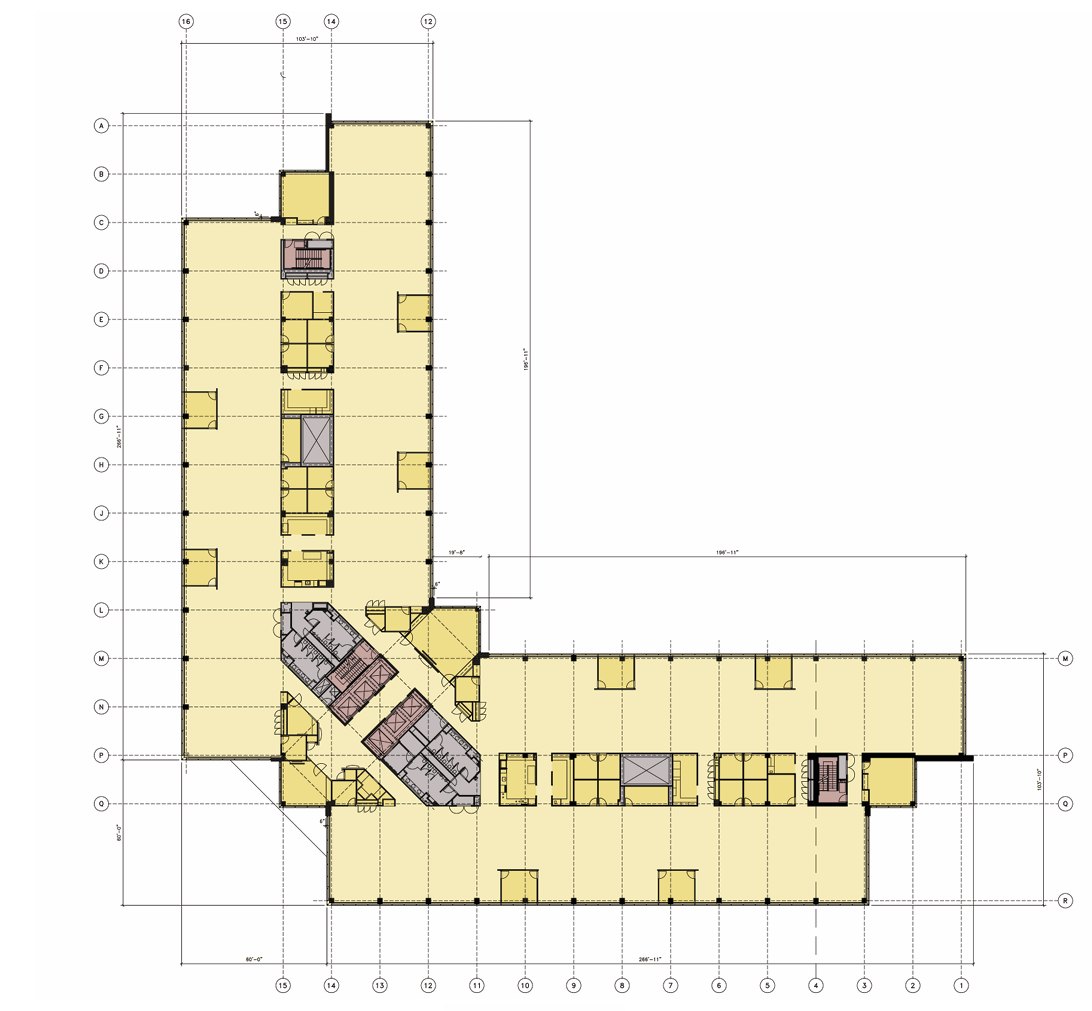 Floor plan — Typical Floor Plan (Floors 3-6) | approx. 44,500 SF, 4 Overlook Pt